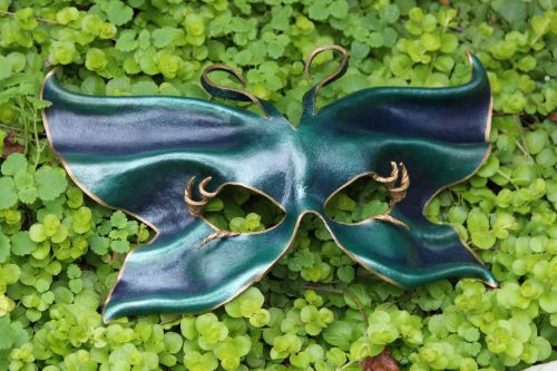 Butterfly leather mask in teal